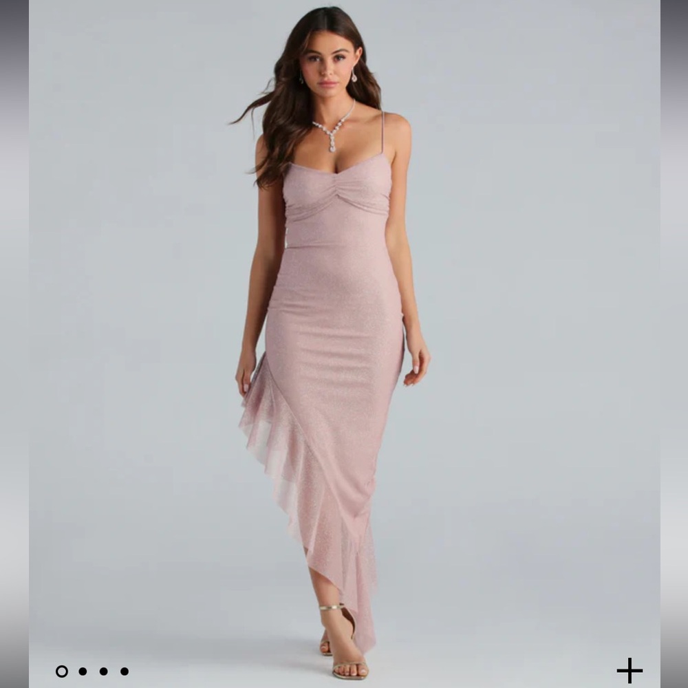 Glitter Asymmetrical Maxi Dress Small